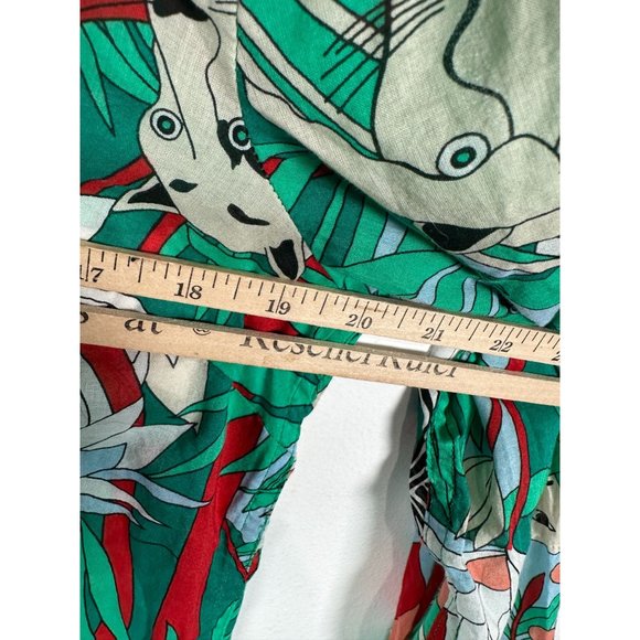 Talbots Jungle Tiger Blouse Top Button Up Womens Medium Petite MP Colorful - Picture 6 of 10